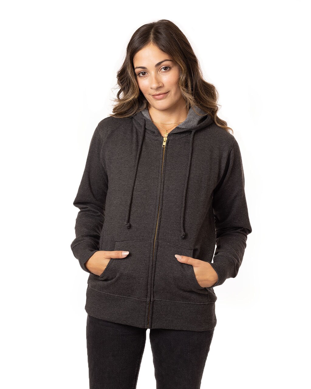 Econscious® Ladies Heathered Full Zip Hooded Sweatshirt for Casual, Travel & Everyday Comfort
